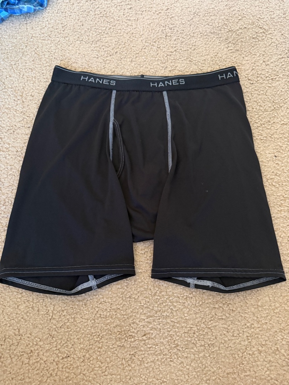 Hanes Black Men’s Performance Boxer Briefs with Gray Stitching